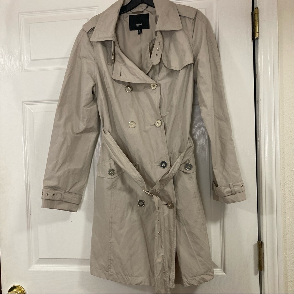 Mossimo for Target Womens  Trench Coat  Rain Jacket Sz L  Beige Button up